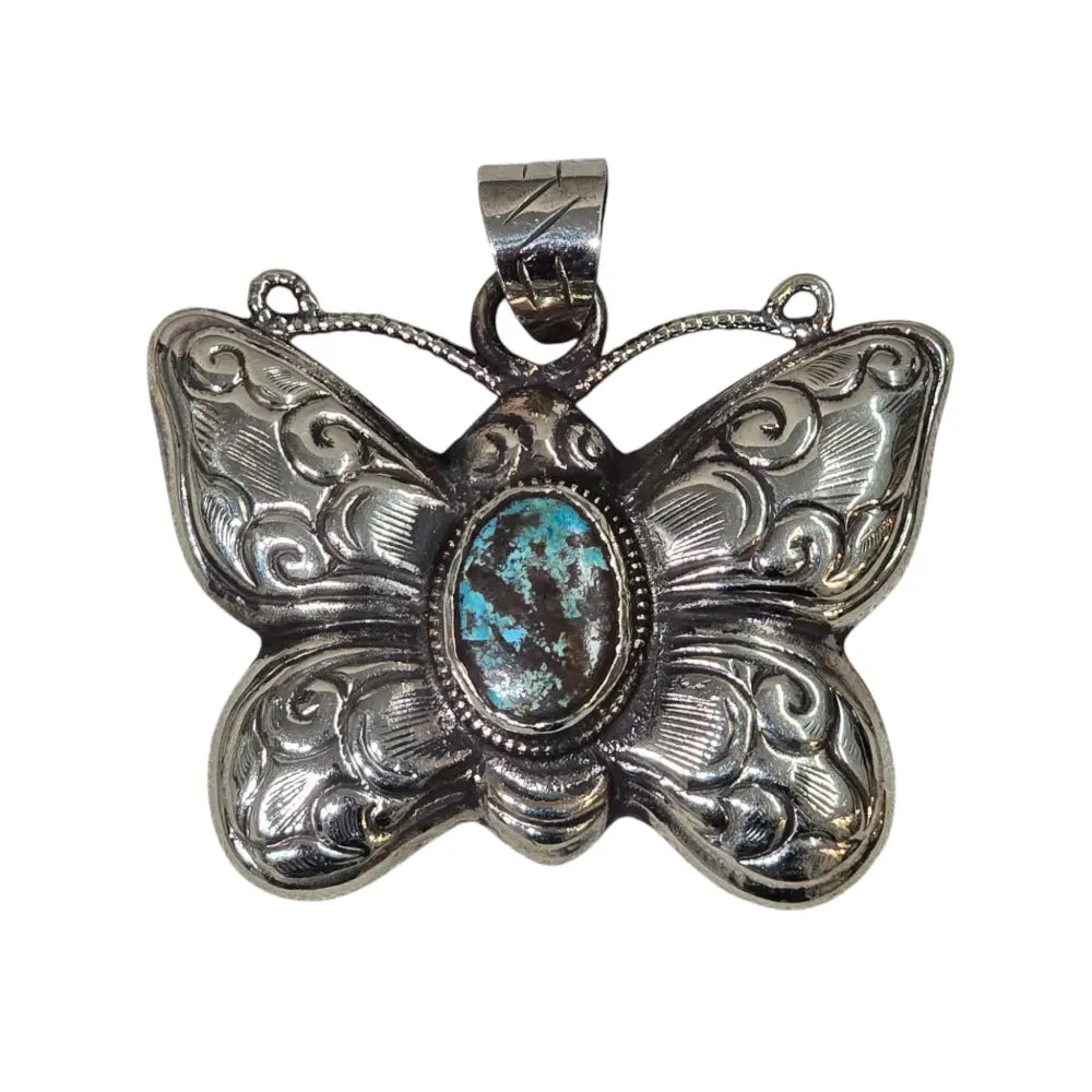 Handmade Butterfly with Natural Turquoise Store Pendant