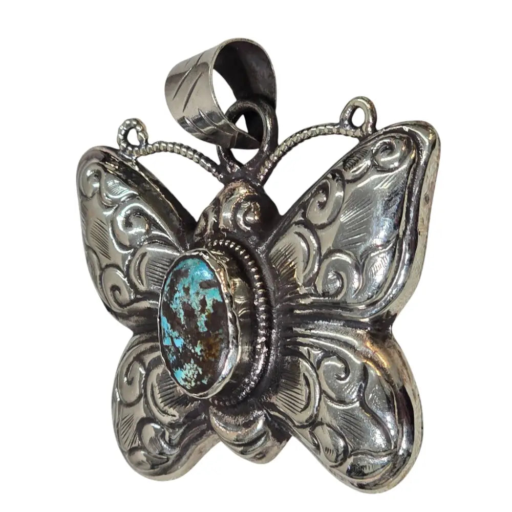 Handmade Butterfly with Natural Turquoise Store Pendant