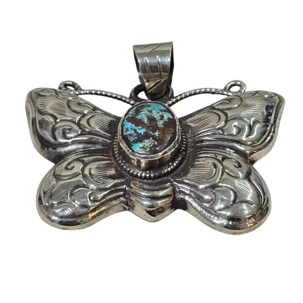 Handmade Butterfly with Natural Turquoise Store Pendant