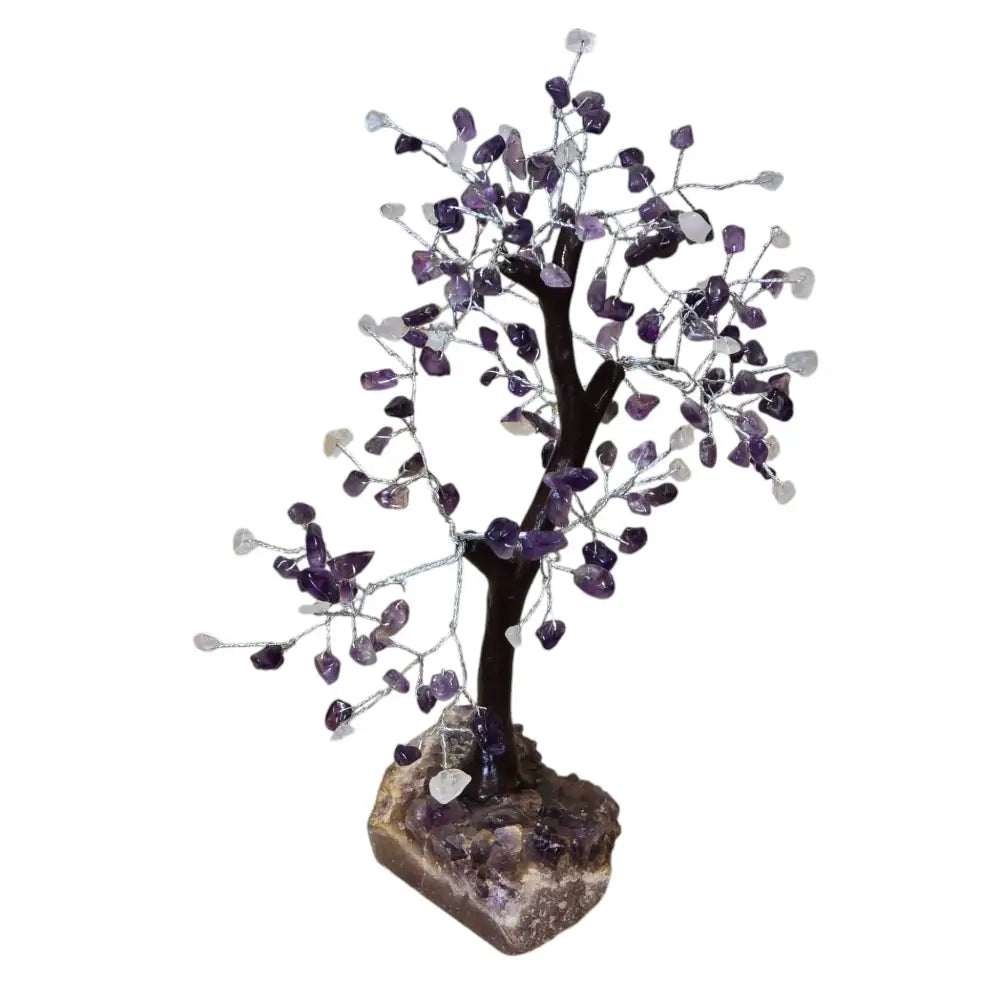Handmade Natural Stone Amethyst & Rose Quartz Crystal Tree