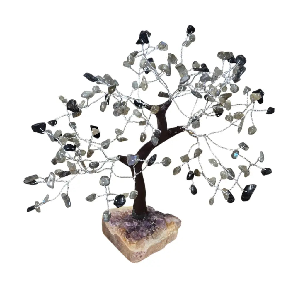 Handmade Natural Stone Black Tourmaline & Labradorite Crystal Tree