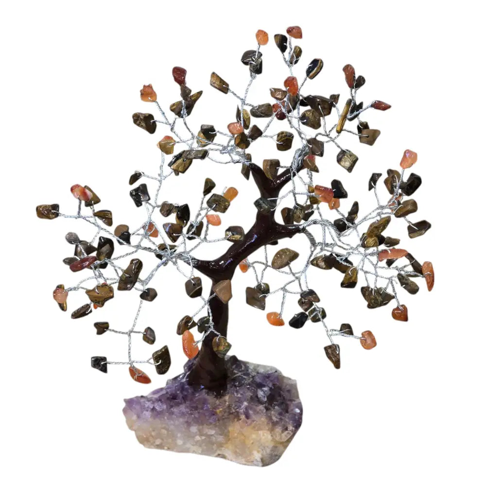 Handmade Natural Stone Gold Tiger’s Eye & Carnelian Tree