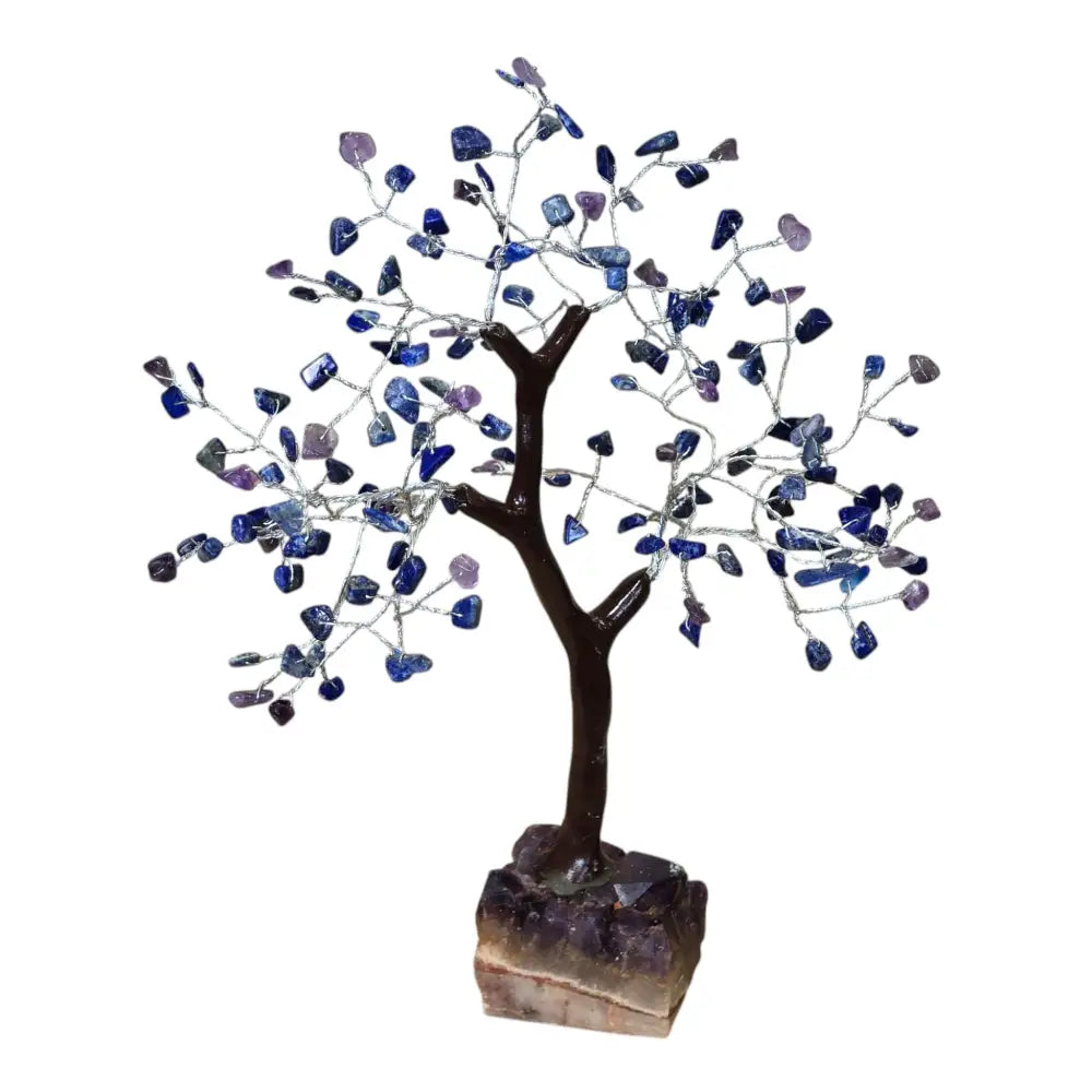 Handmade Natural Stone Lapis Lazuli & Amethyst Crystal Tree