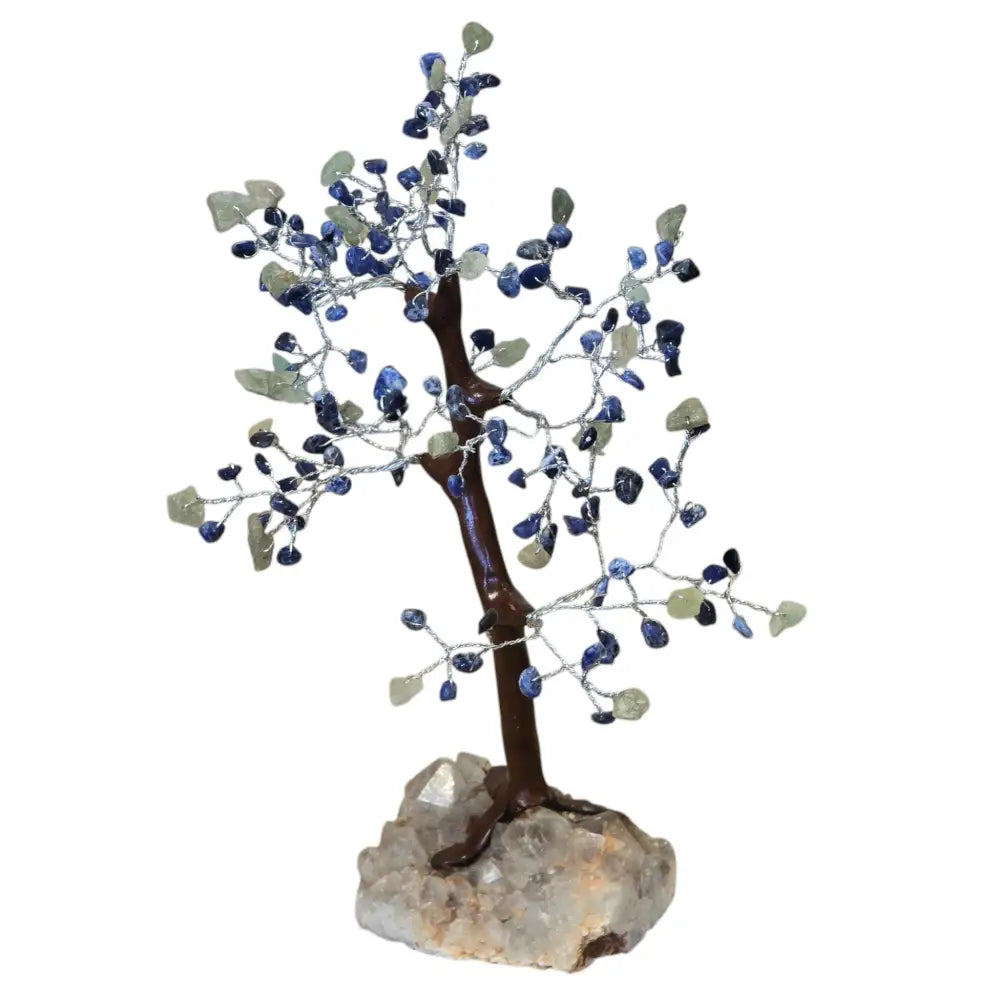 Handmade Natural Stone Lapis Lazuli & Blue Apatite Tree