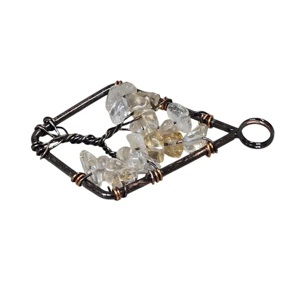 Handmade Wire-Wrapped Clear Crystal Tree of Life Pendant