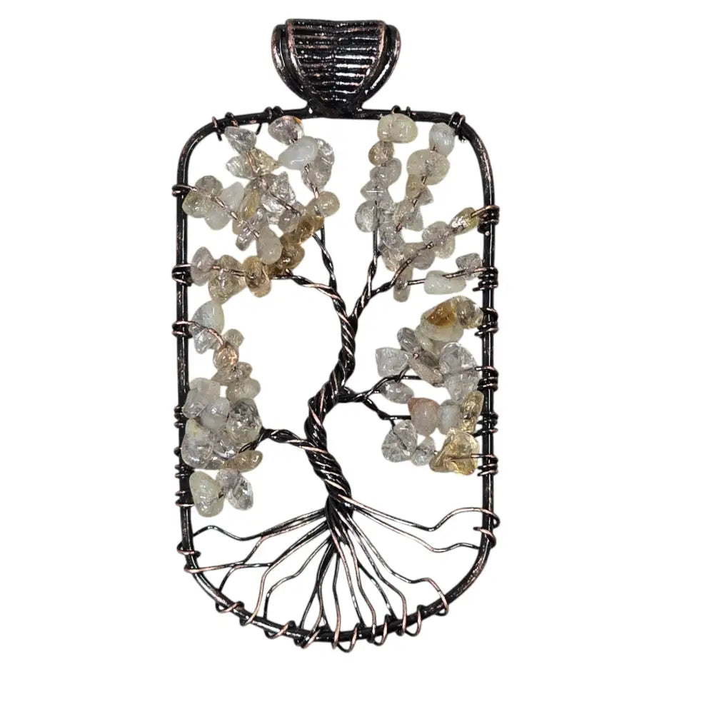 Handmade Wire-Wrapped Crystal Tree of Life Pendant