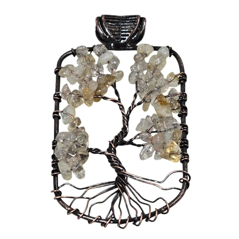 Handmade Wire-Wrapped Crystal Tree of Life Pendant