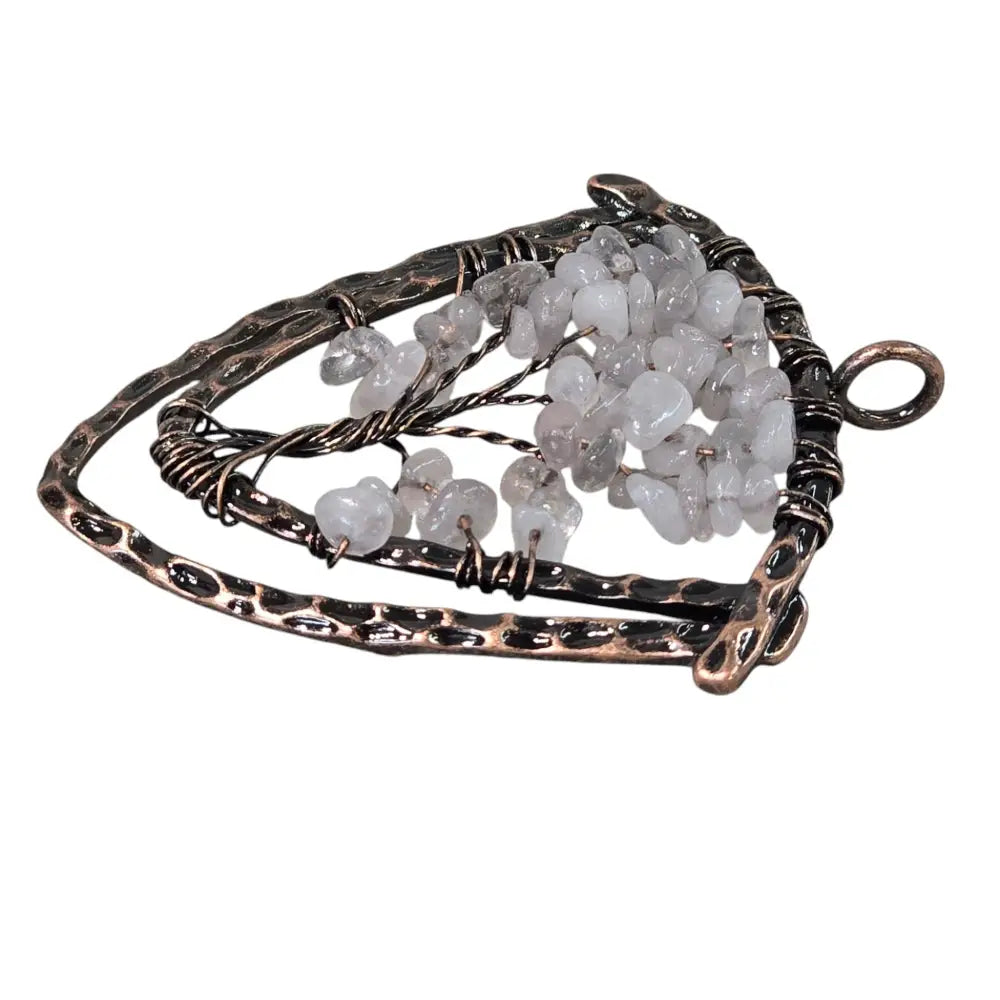 Handmade Wire-Wrapped Quartz Crystal Tree of Life Pendant