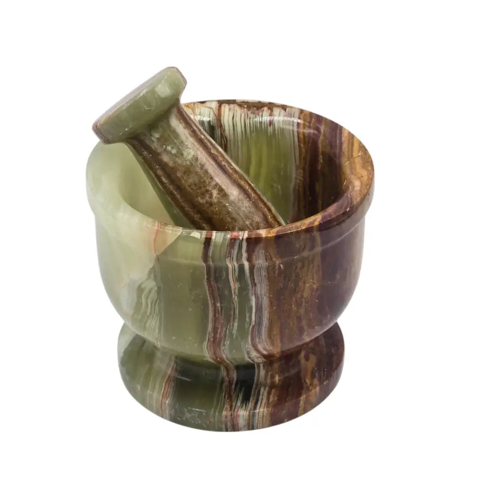Hard Carved Luxury Green Onyx Mortar & Pestel Set