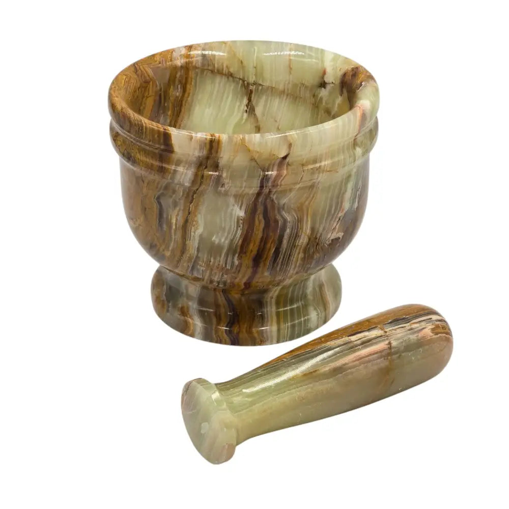 Hard Carved Luxury Green Onyx Mortar & Pestel Set