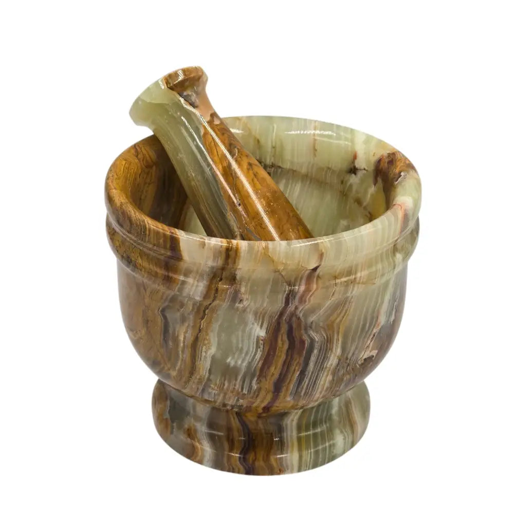 Hard Carved Luxury Green Onyx Mortar & Pestel Set