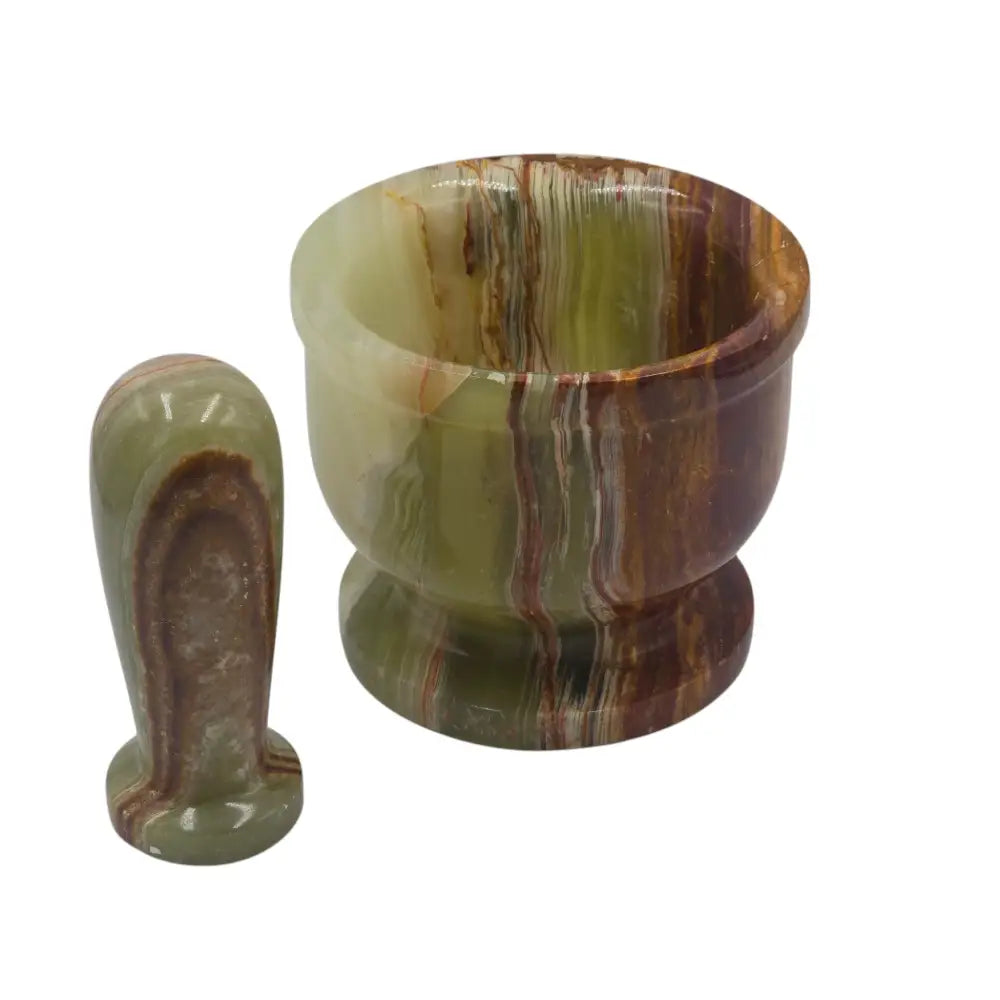 Hard Carved Luxury Green Onyx Mortar & Pestel Set