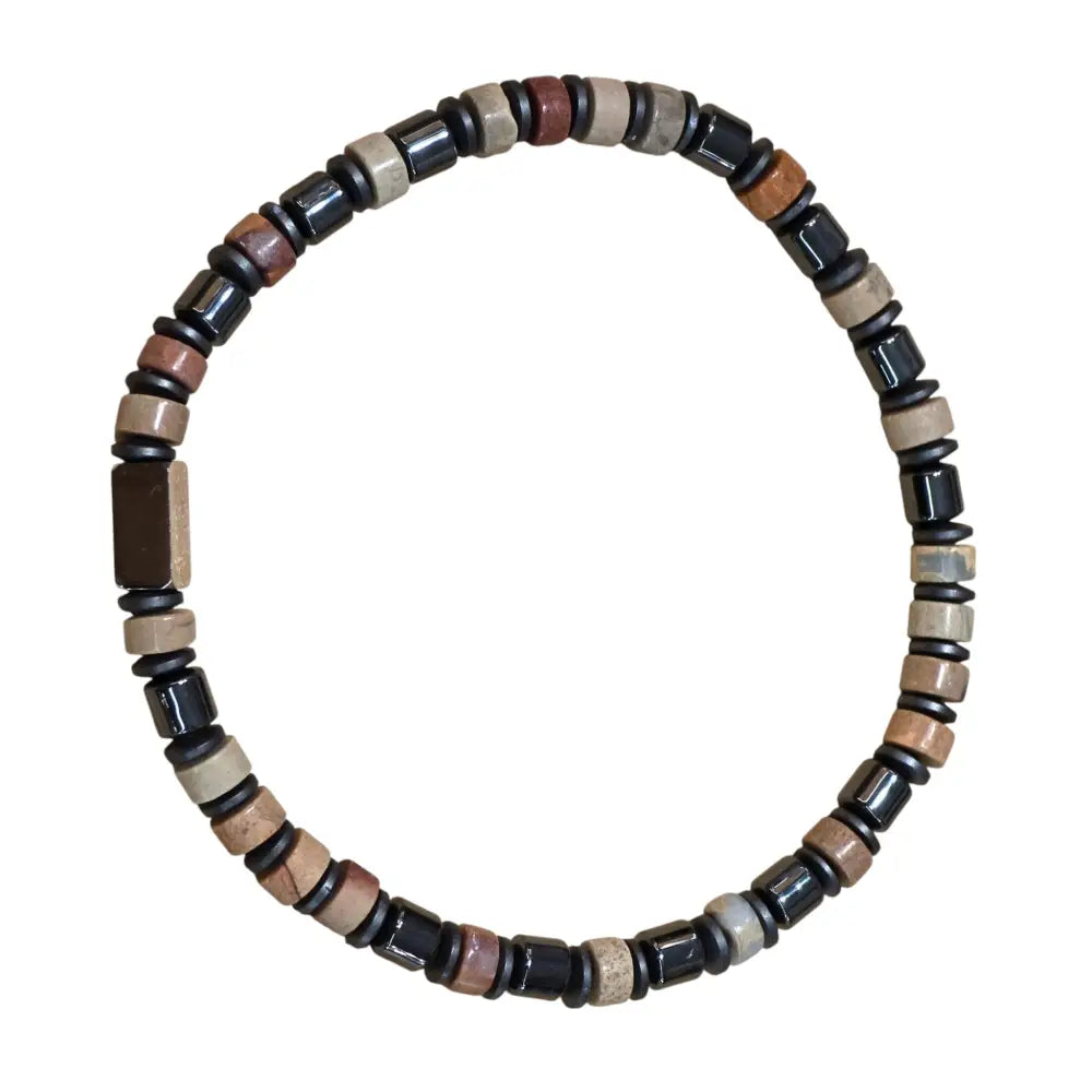Jasper and Tungsten Beaded Bracelet