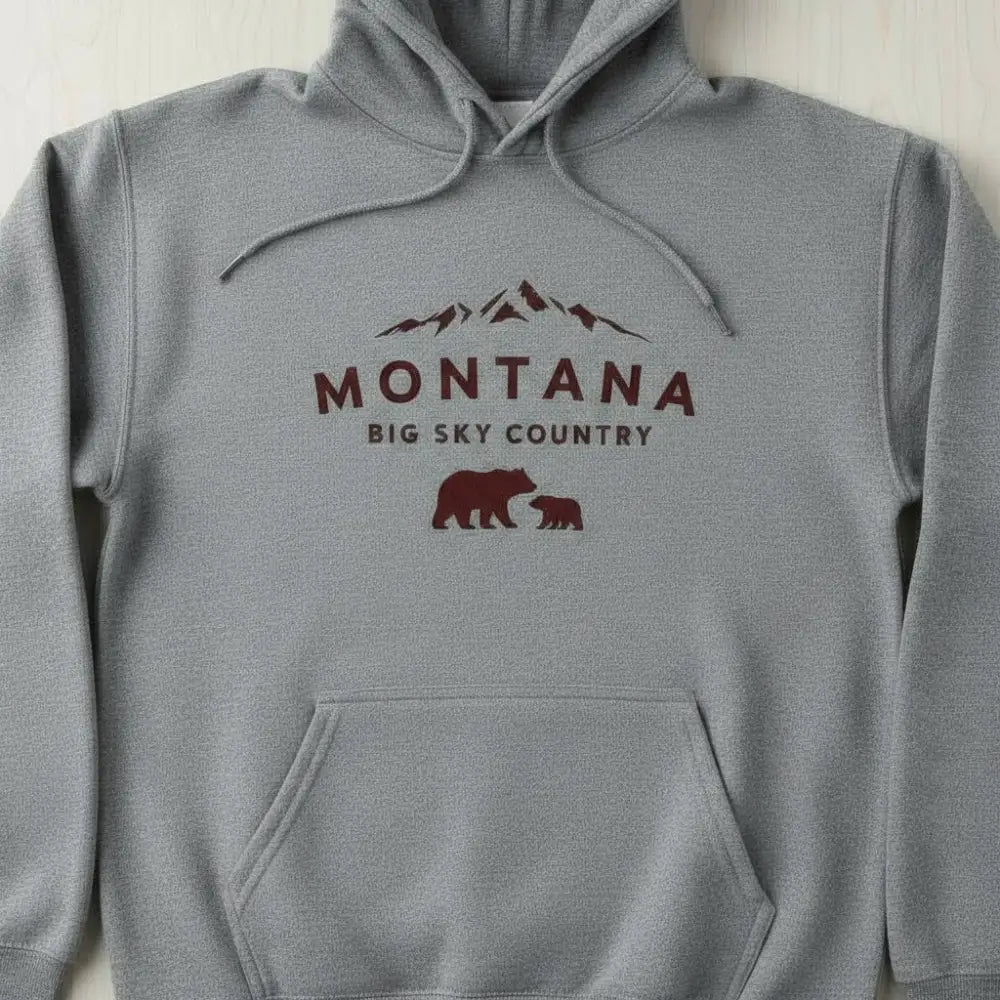 Montana Big Sky Country Mama Bear and Cub Hooded Sweatshirt
