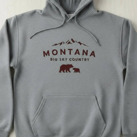 Montana Big Sky Country Mama Bear and Cub Hooded Sweatshirt