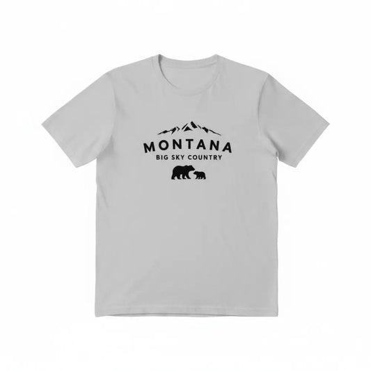 Montana Big Sky Country Mama Bear and Cub Mountain Design T-Shirt