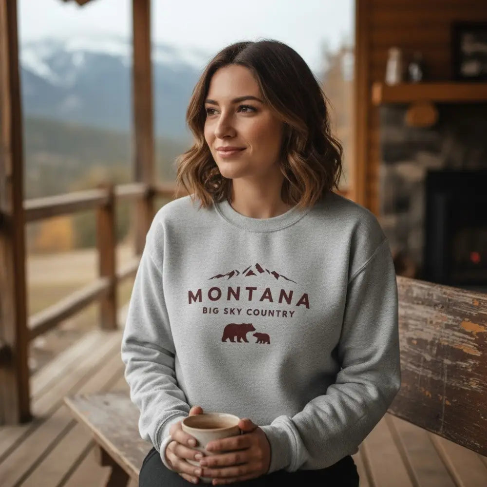 Montana Big Sky Country Mama Bear and Cub Sweatshirt