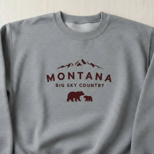 Montana Big Sky Country Mama Bear and Cub Sweatshirt