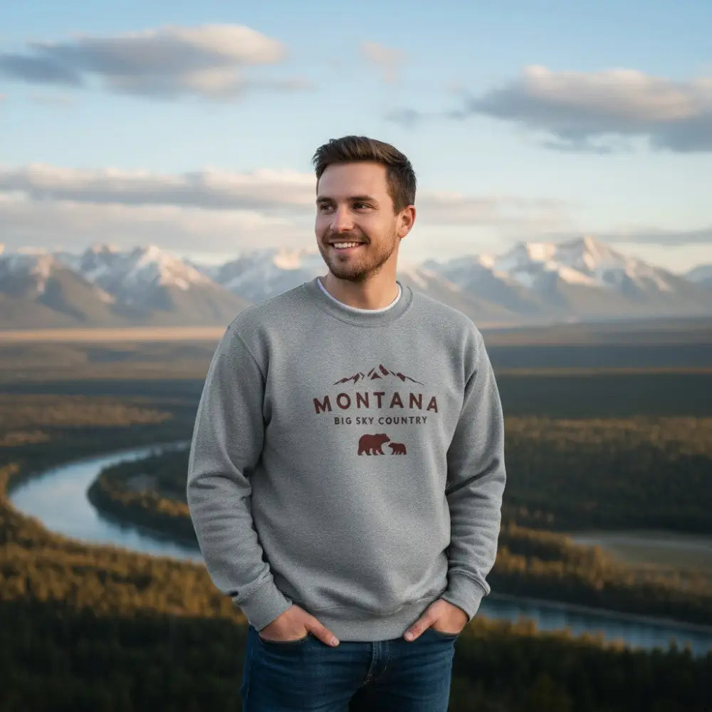Montana Big Sky Country Mama Bear and Cub Sweatshirt