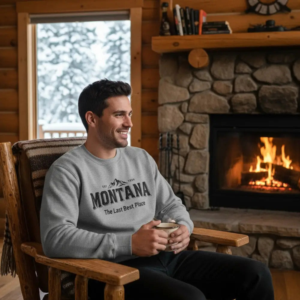 Montana Est 1889 The Last Best Place Mountains Design Sweatshirt