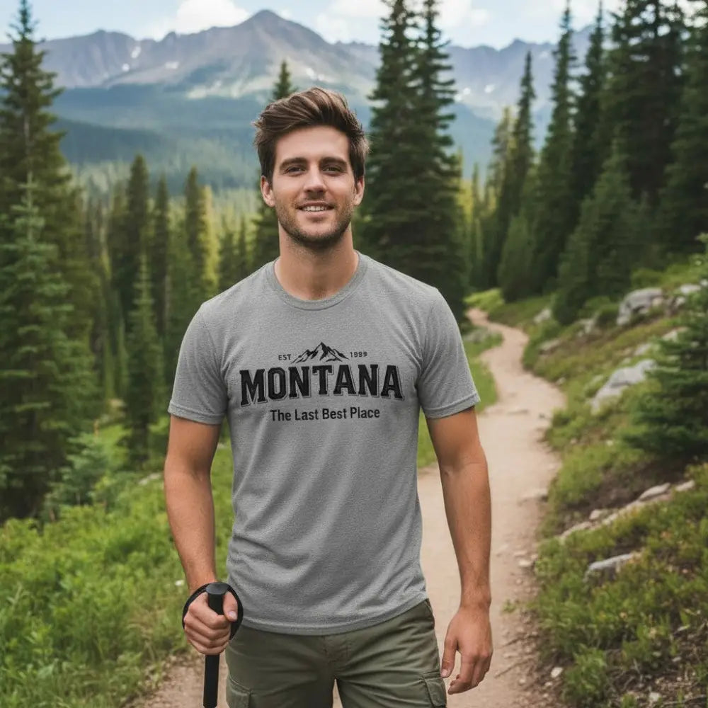 Montana Est 1889 The Last Best Place Mountains Design T-Shirt