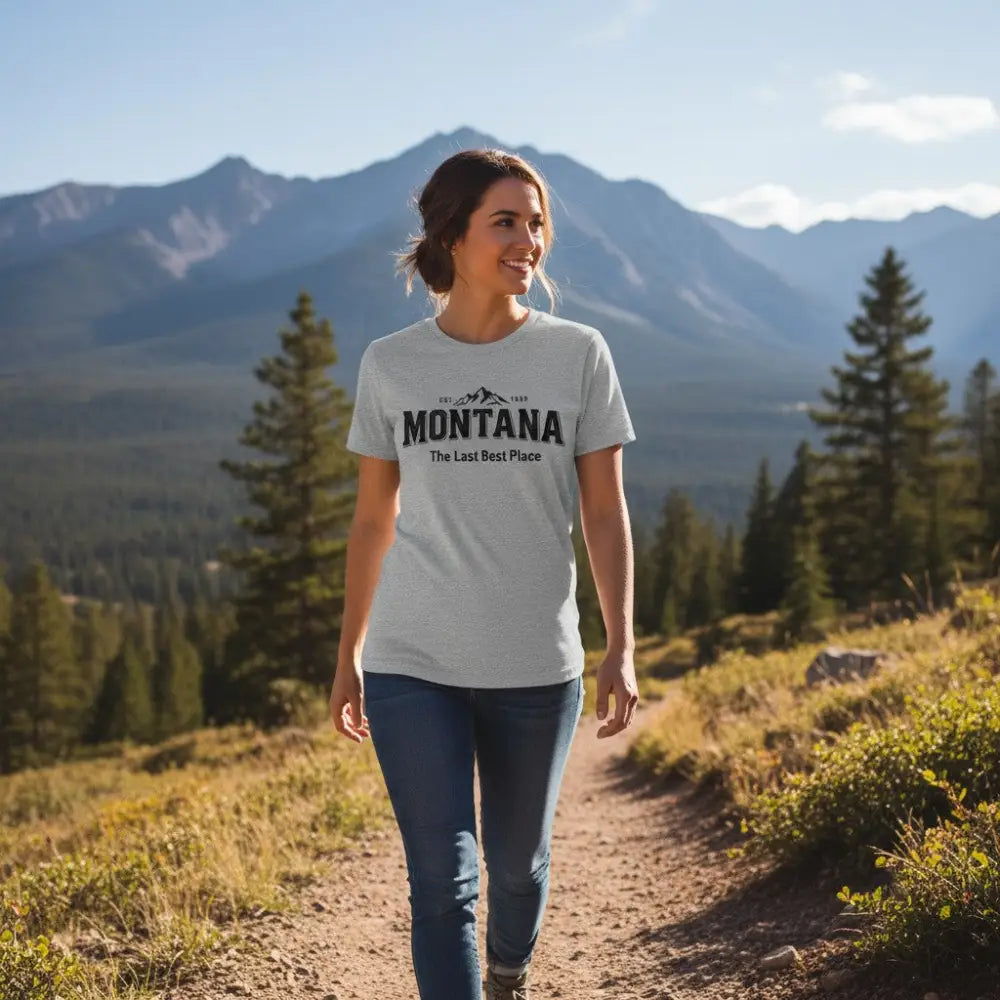 Montana Est 1889 The Last Best Place Mountains Design T-Shirt