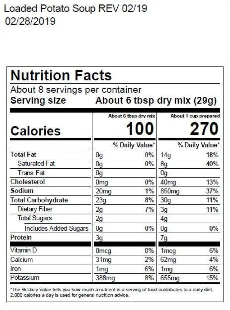Rocky Mountain Trail Loaded Potato Soup Mix