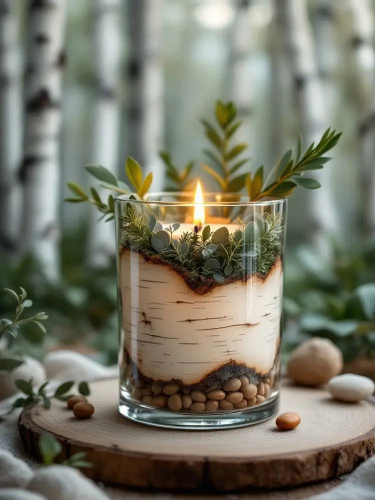 Trailhead Candles - White Birch Cylindrical 8mL Glass Hanging Diffuser with Wooden Cap Air Freshener