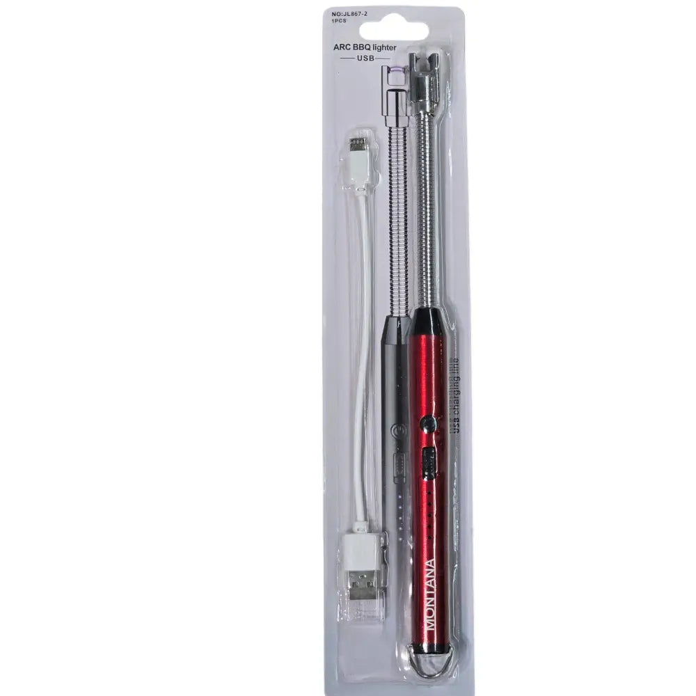 USB ARC 360 Long Stick Plasma Travel Lighter Red