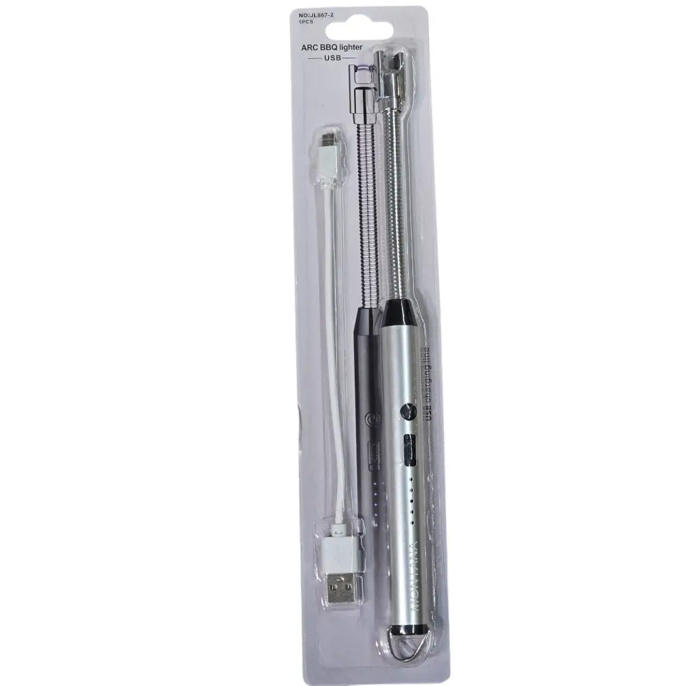 USB ARC 360 Long Stick Plasma Travel Lighter Silver