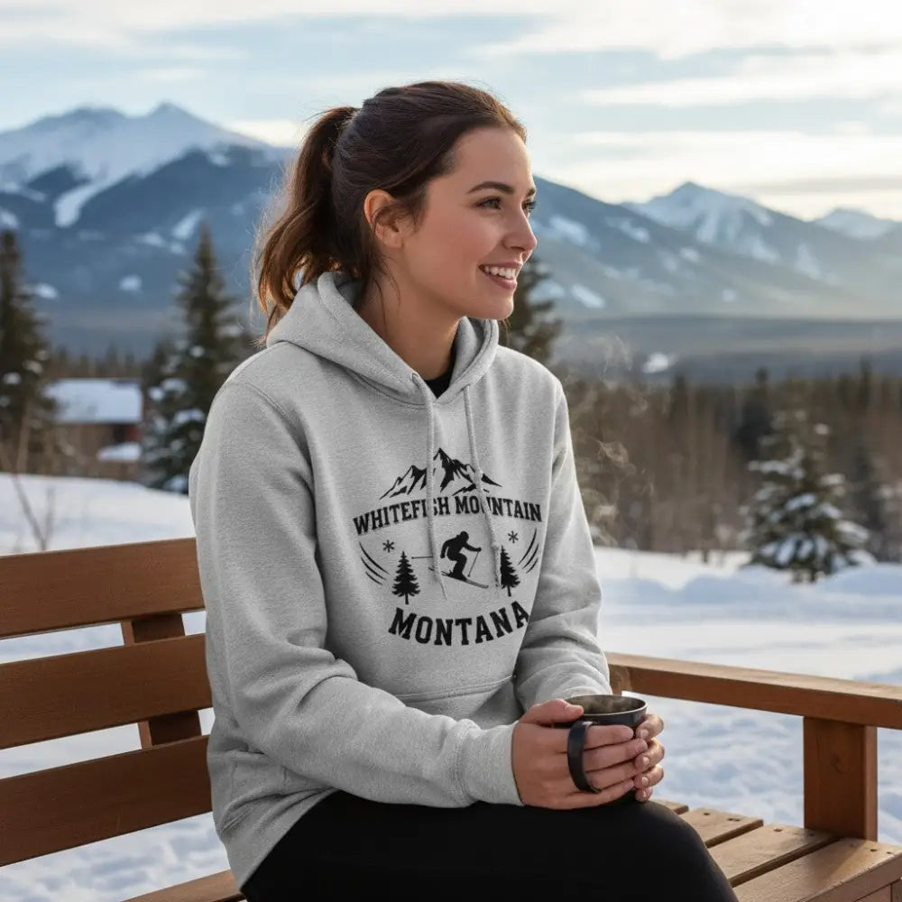 Whitefish Mountain Montana Hooded Sweatshirt