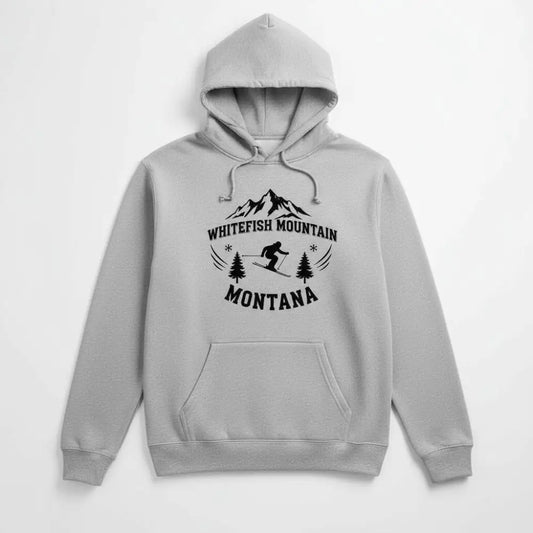Whitefish Mountain Montana Hooded Sweatshirt Heather Gray / S / Universal