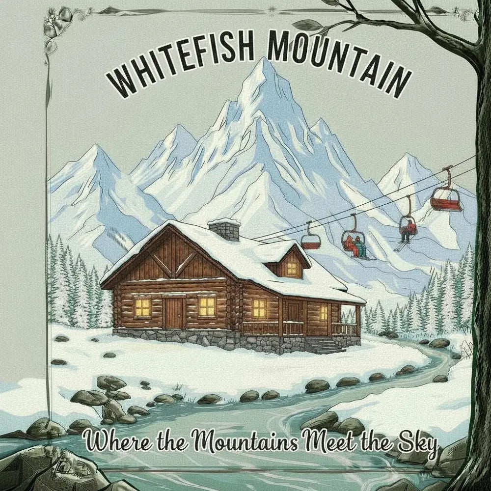 Whitefish Mountain Montana Ski Inspired Magnet