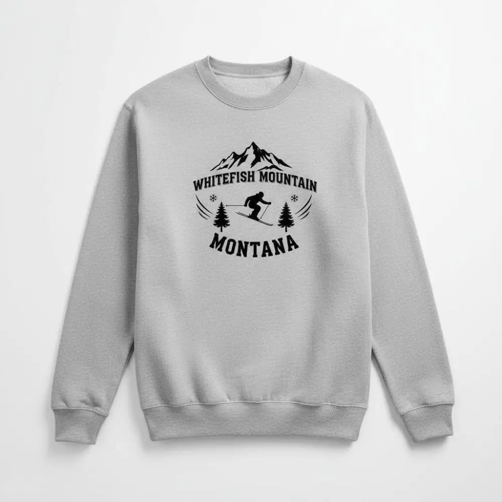 Whitefish Mountain Montana Sweatshirt Heather Gray / S / Adults