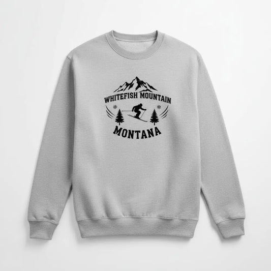 Whitefish Mountain Montana Sweatshirt Heather Gray / S / Adults