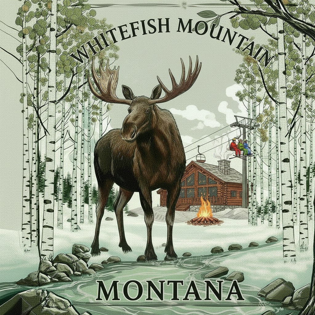 Whitefish Mountain Montana Ski Inspired Magnet