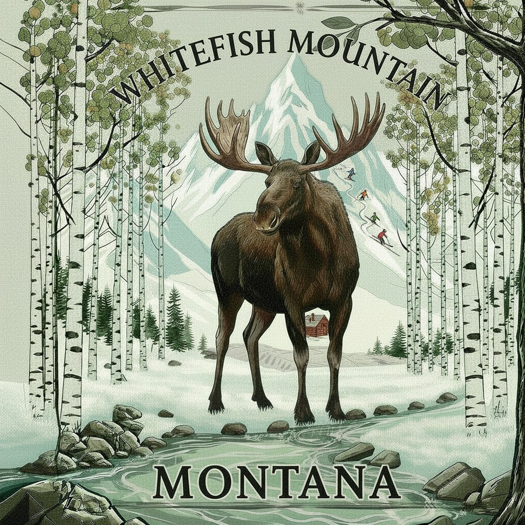 Whitefish Mountain Montana Ski Inspired Magnet