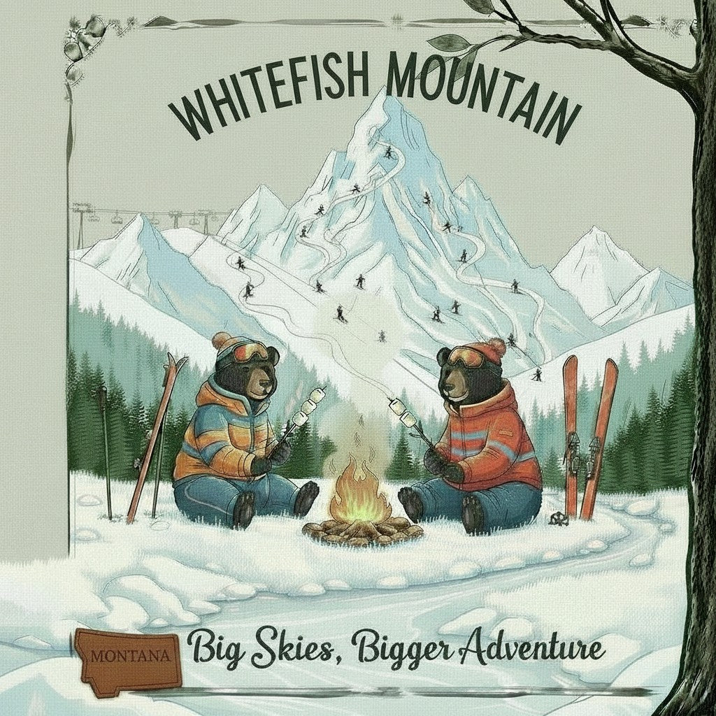 Whitefish Mountain Montana Ski Inspired Magnet