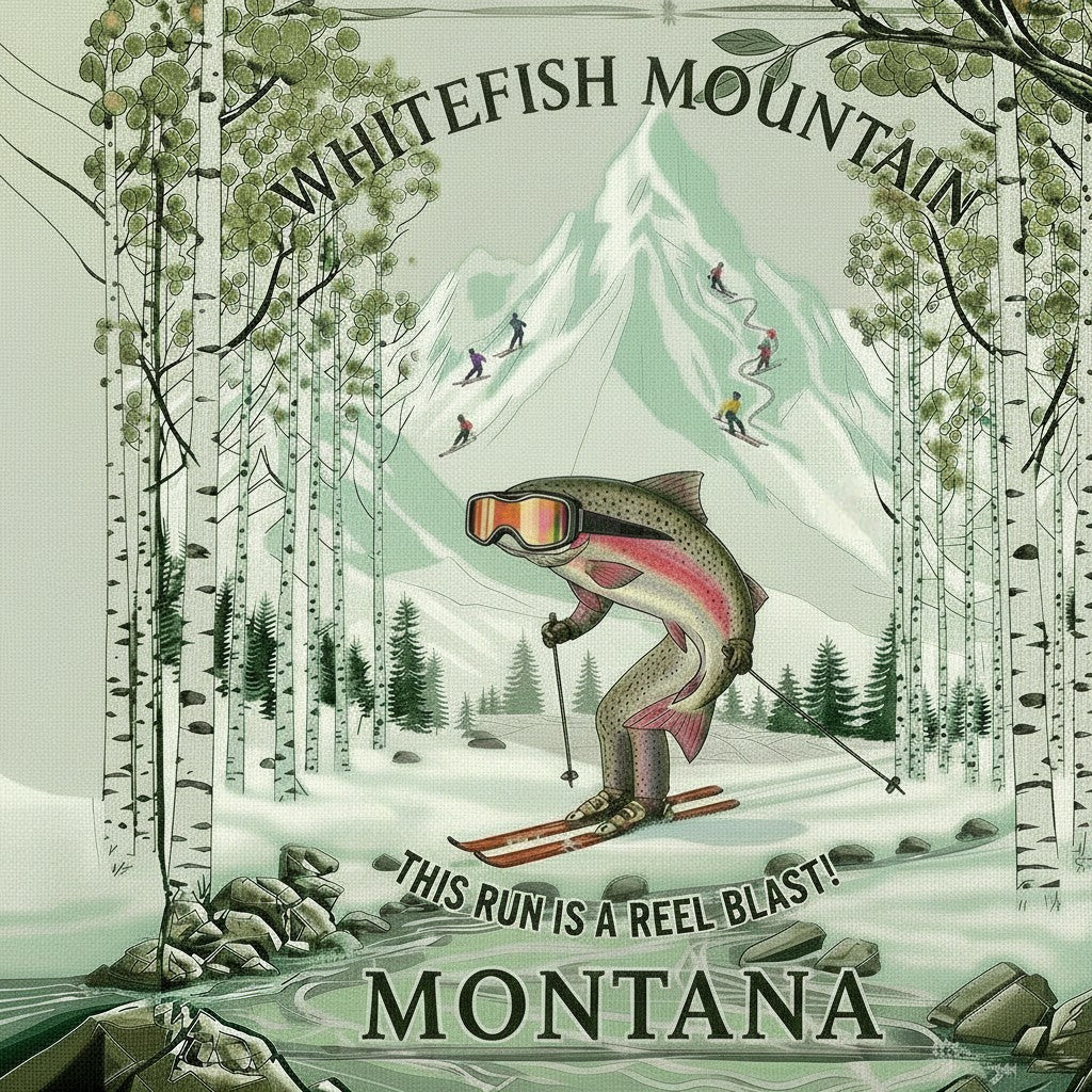 Whitefish Mountain Montana Ski Inspired Magnet