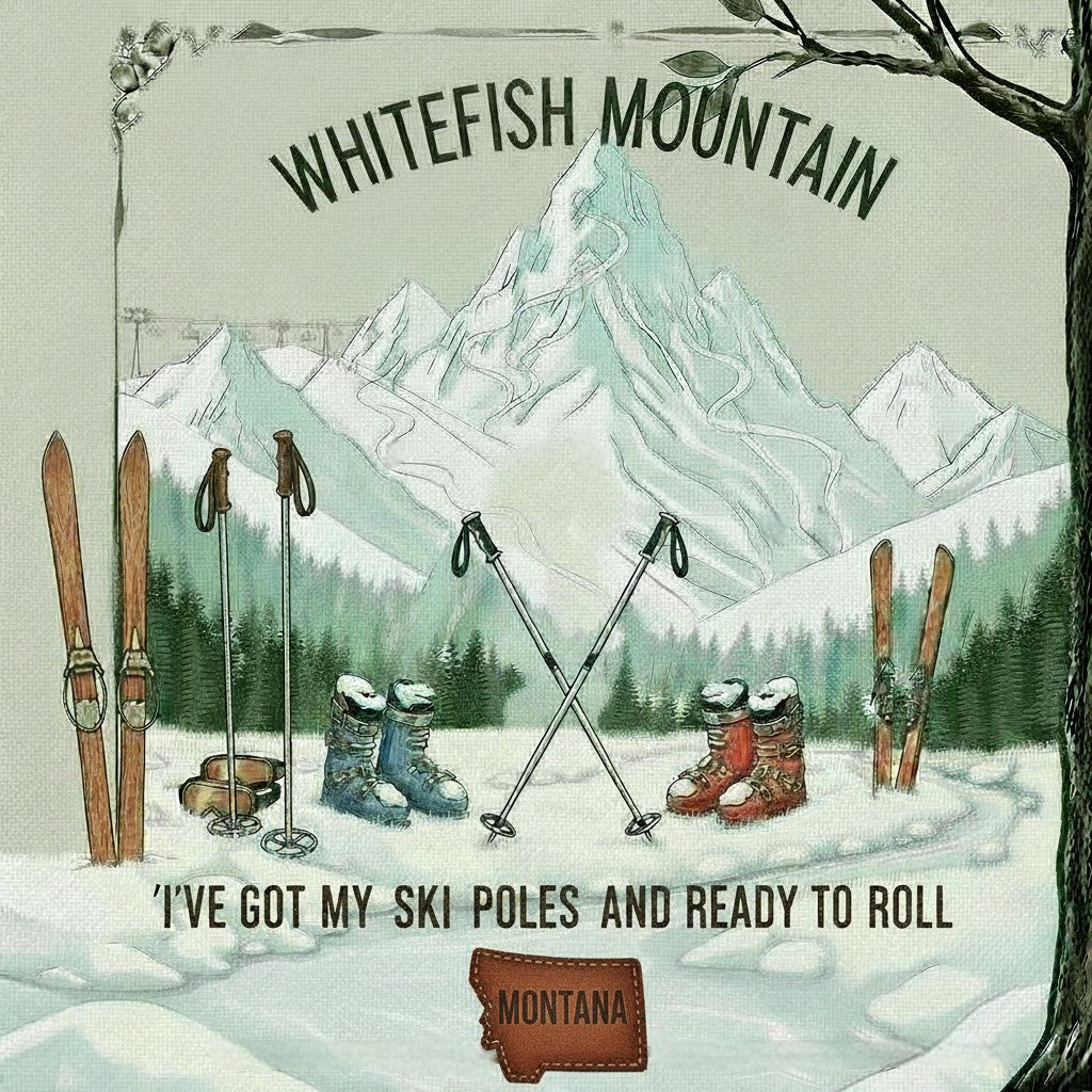 Whitefish Mountain Montana Ski Inspired Magnet