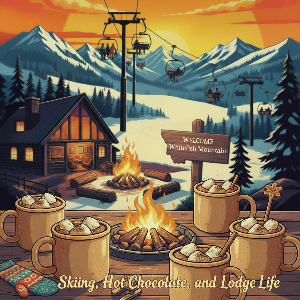 Whitefish Mountain Montana Ski Inspired Magnet