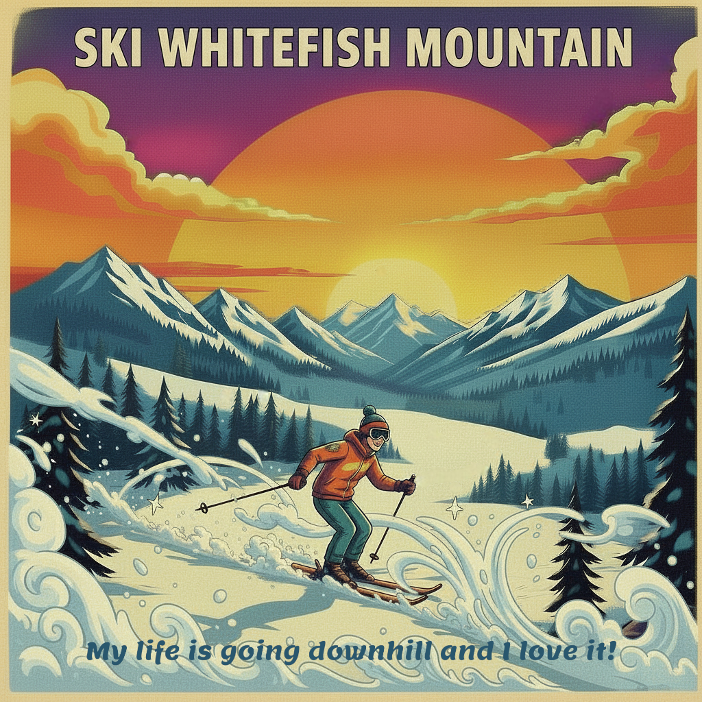 Whitefish Mountain Montana Ski Inspired Magnet