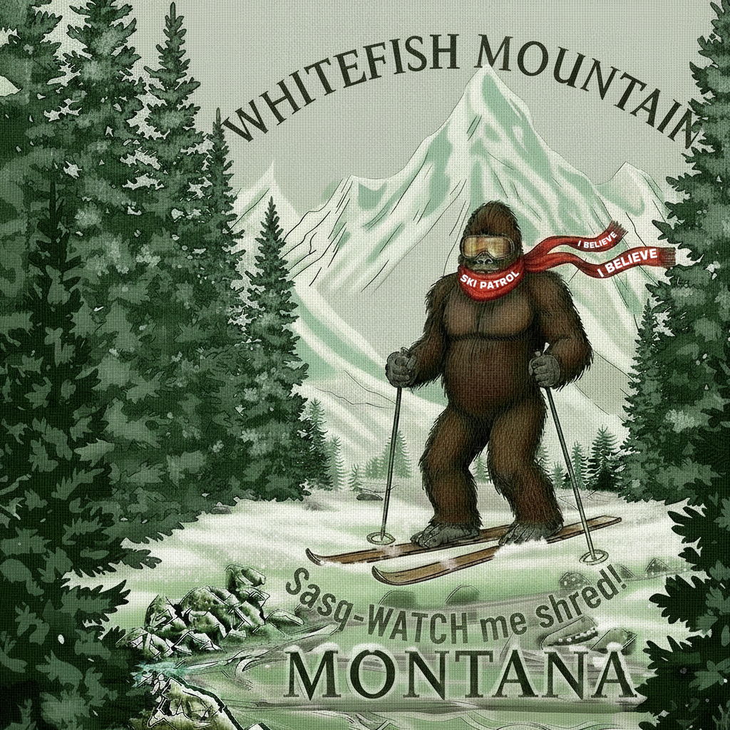 Whitefish Mountain Montana Ski Inspired Magnet