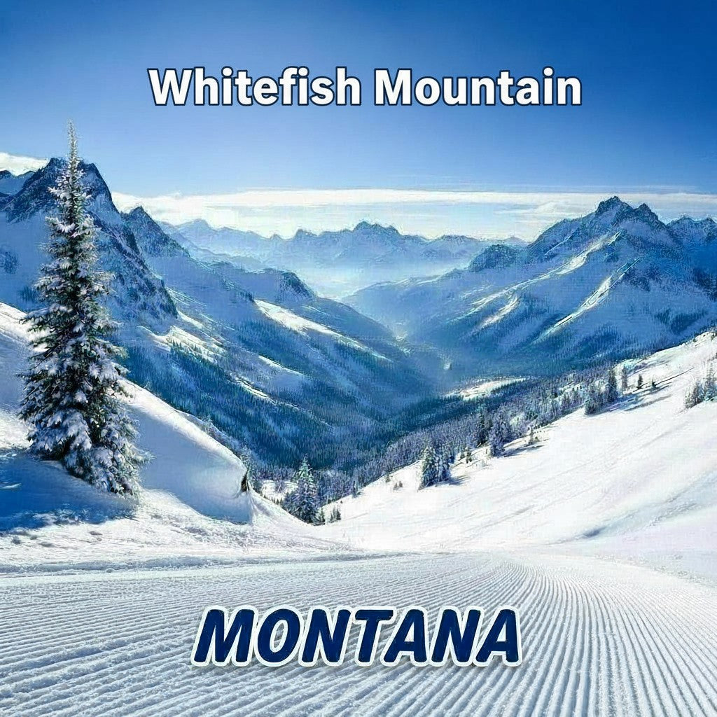 Whitefish Mountain Montana Ski Inspired Magnet