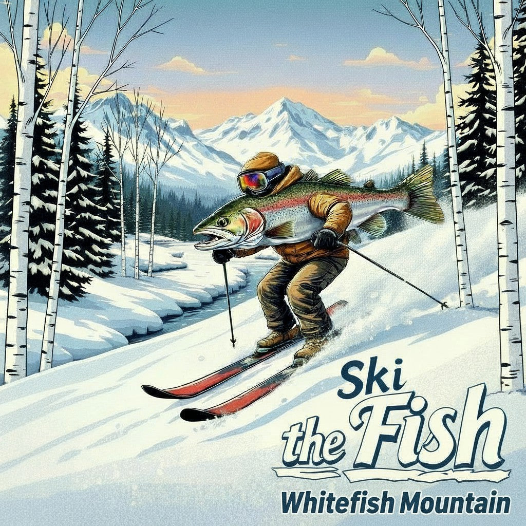 Whitefish Mountain Montana Ski Inspired Magnet