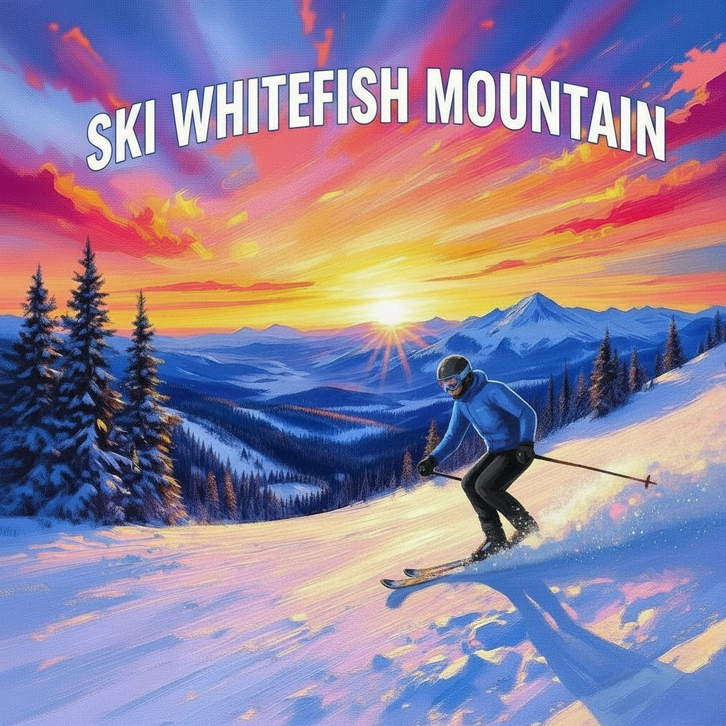 Whitefish Mountain Montana Ski Inspired Magnet