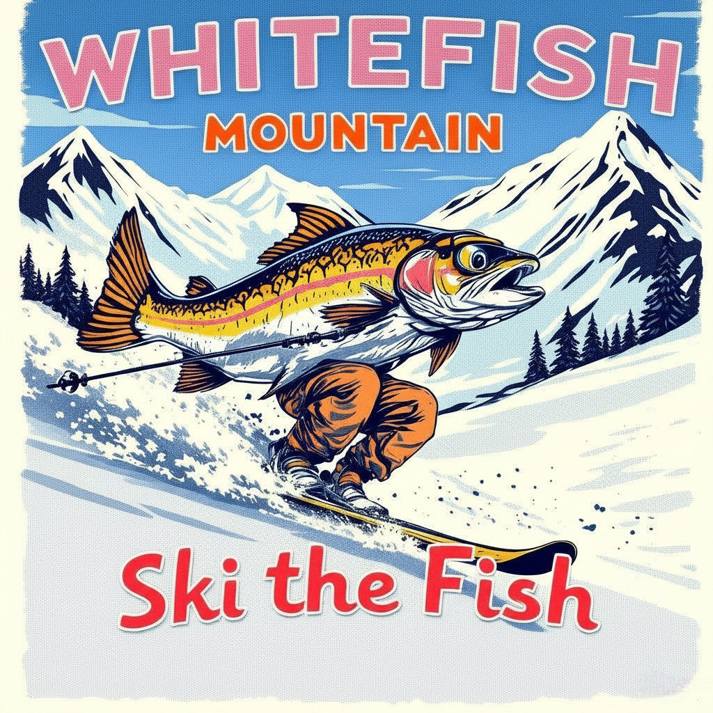 Whitefish Mountain Montana Ski Inspired Magnet