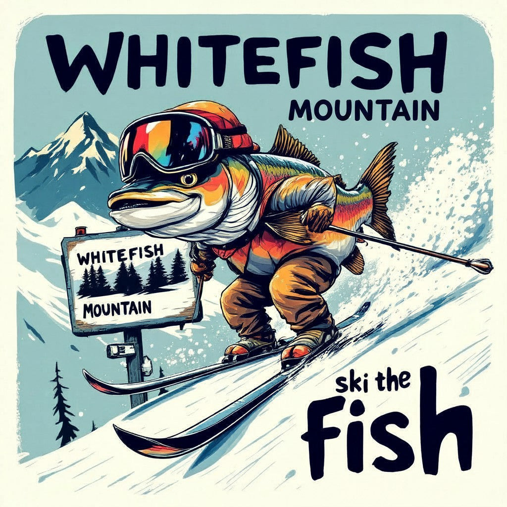 Whitefish Mountain Montana Ski Inspired Magnet