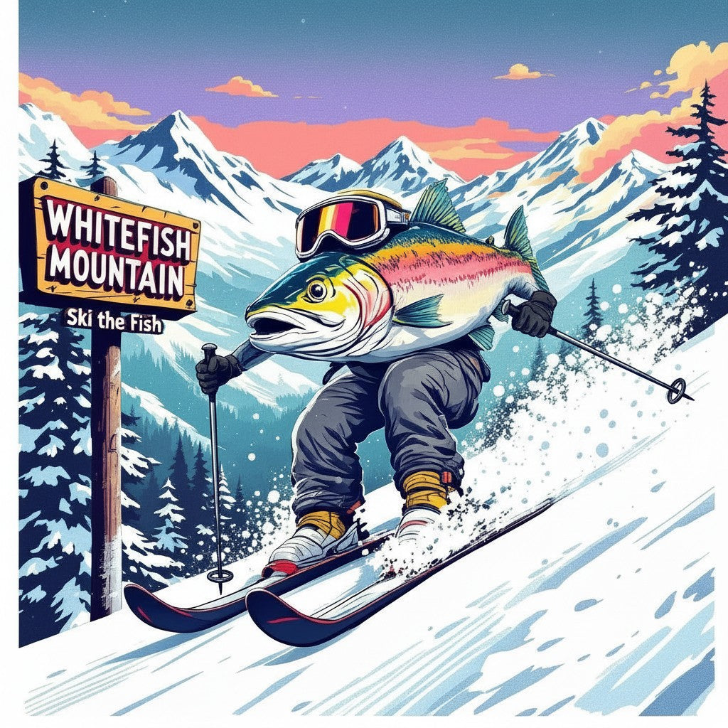 Whitefish Mountain Montana Ski Inspired Magnet