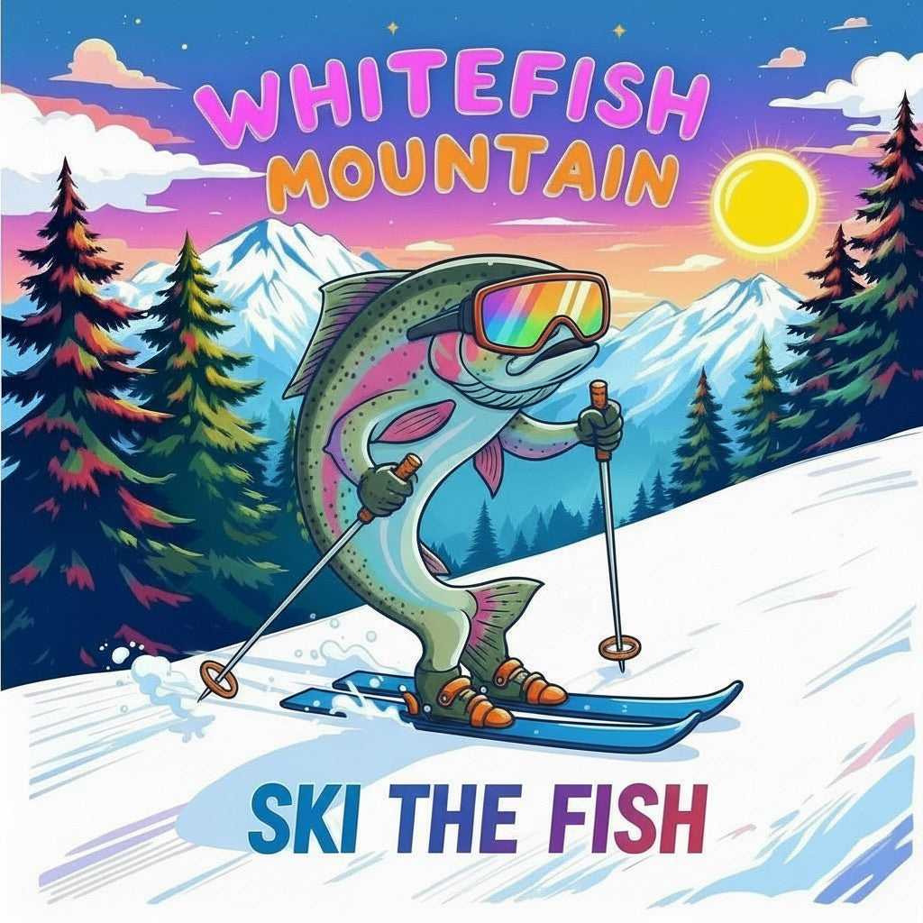 Whitefish Mountain Montana Ski Inspired Magnet